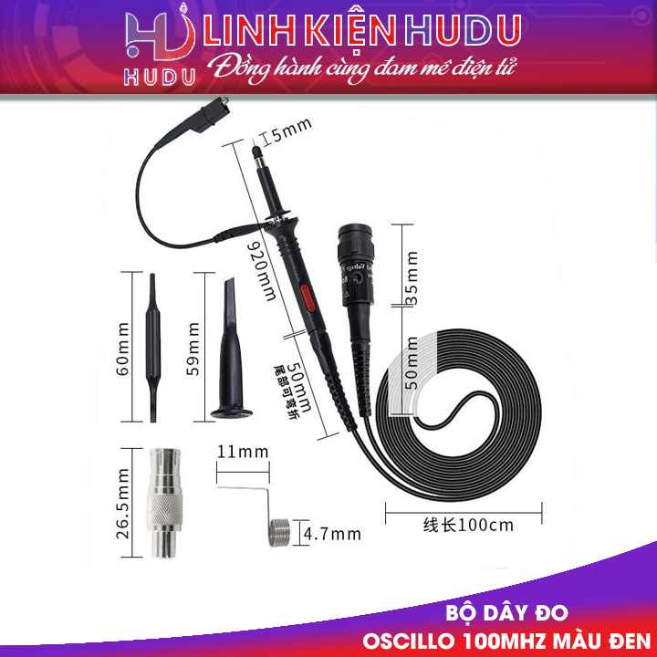 Bộ dây đo Osillo 100mHZ (màu đen)